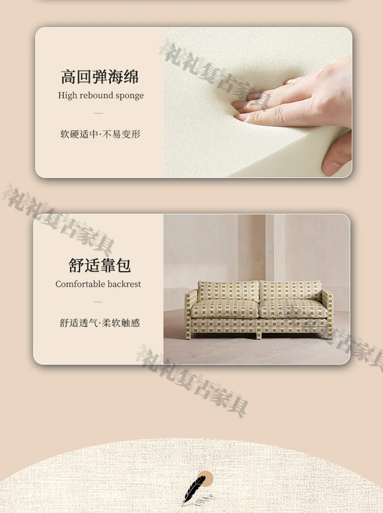 Divano in stile artistico francese villa casa fila dritta ampio divano soggiorno americano per il tempo libero