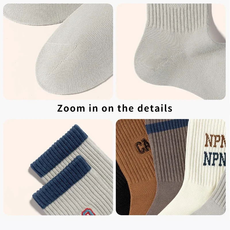 5 أزواج من الجوارب القطنية الممشطة للأطفال الأولاد جوارب رياضية غير رسمية موجزة ومرنة وناعمة ومريحة عالية الجودة للأطفال نصف جوارب #4