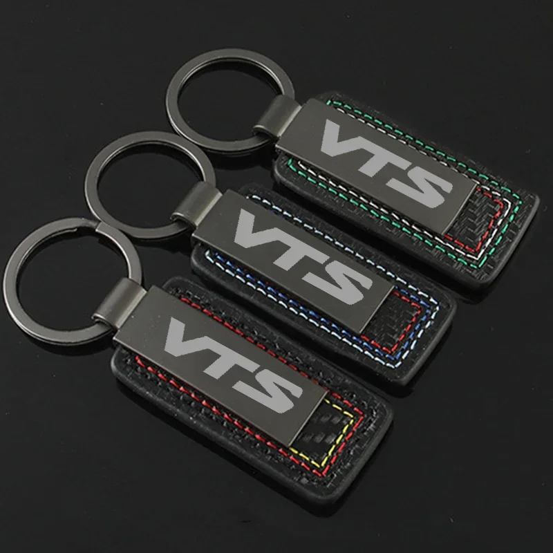 Carbon Fiber Leather Car Alloy Keychain Key Chain Rings Gifts for Citroen VTS Logo 2024 Keyrings Buckle Pendant Auto Accessories - view 2