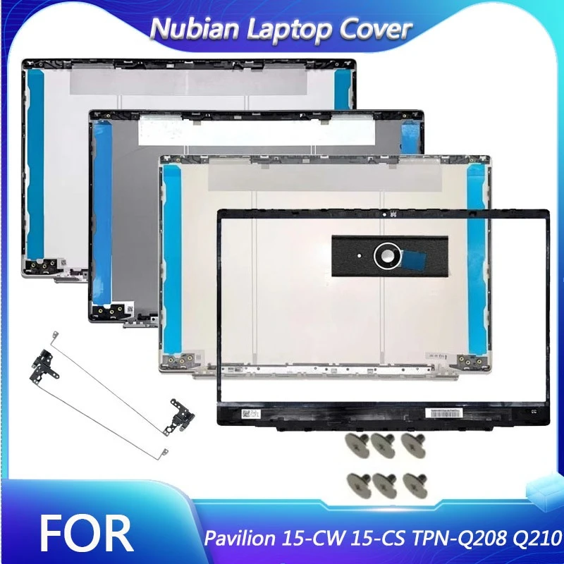 New For Pavilion 15-CW 15-CS TPN-Q208 Q210 Laptop LCD Back Cover Front Bezel Hinges Rear Lid Top Case 15.6 Inch Screws