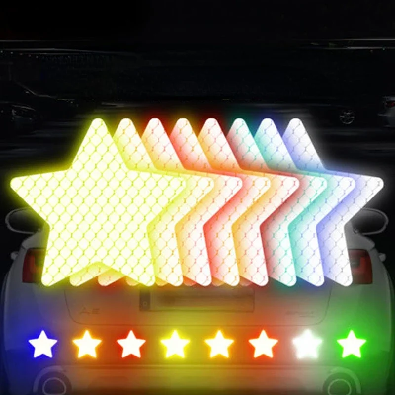 10pcs/set Car Bumper Reflective Safety Strip Stickers Car Star Reflective Sticker Reflective Warning Safety Tape