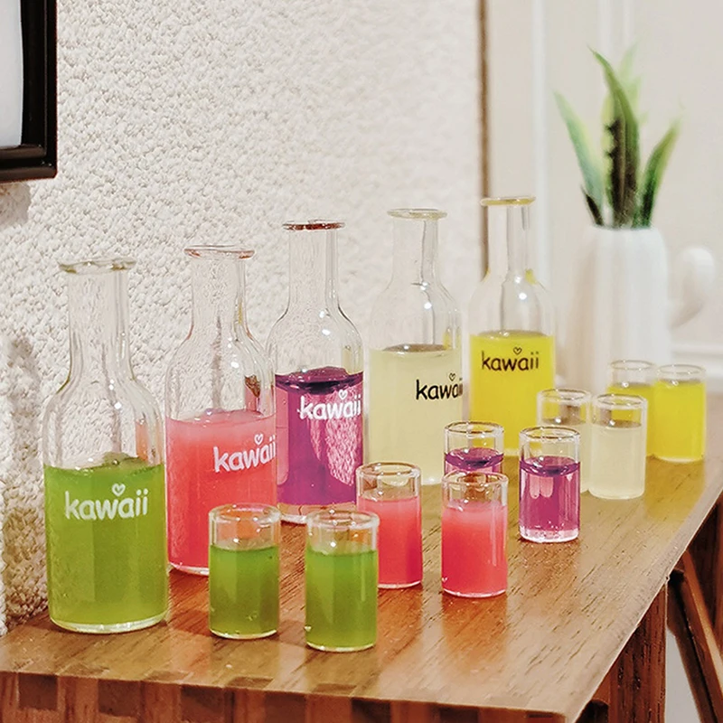 3Pcs/Set 1/12 Dollhouse Mini Fruit Vegetable Drink Bottle Model Doll Home Miniature Kitchen Scene Decoration Pretend Play Toys