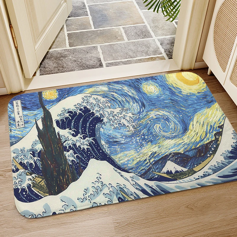 Living Room Mat Japanese H-Waves Custom Doormat Entrance Door Balcony Kitchen Floor Mat Carpet Entrance of House Bath Rug