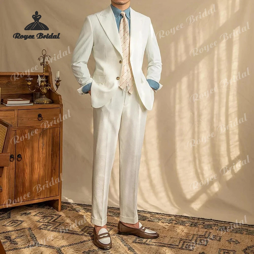 Peak Lapel Double Breasted Men's Suit Wedding 2026 Two Piece Evening Business Suit Customized trajes para hombre