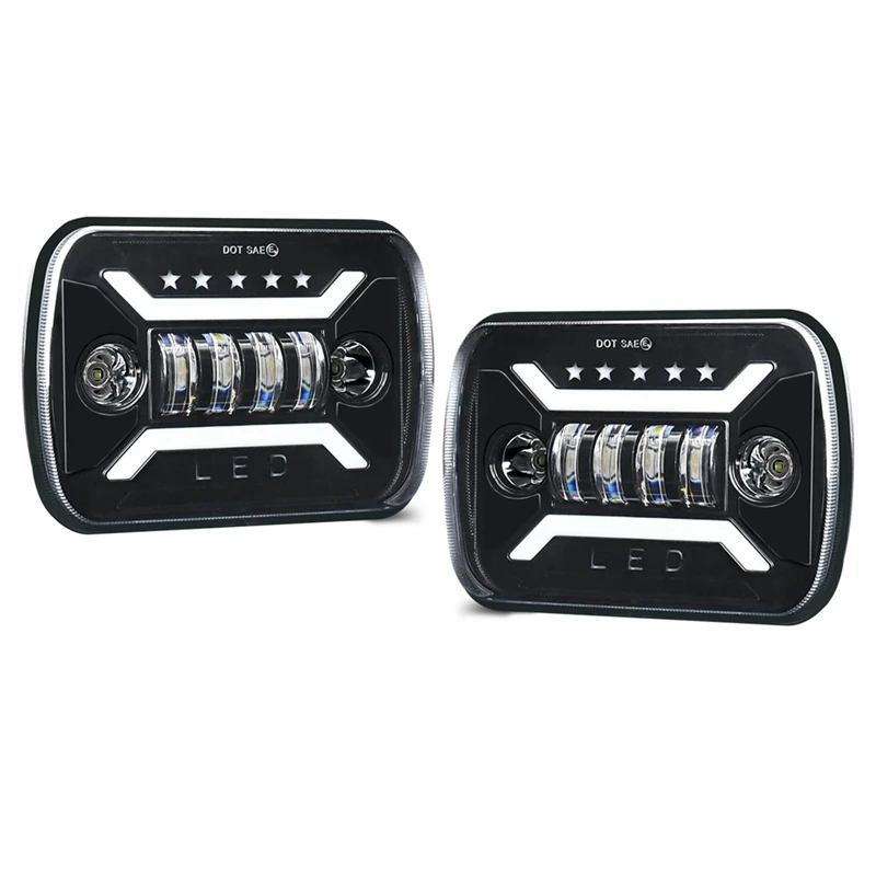 

7X6 5X7 LED Headlights H6054 Rectangular Headlight With High Low Beam DRL Turn Signal For Jeep Cherokee XJ Wrangler YJ