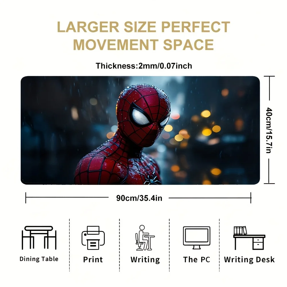 Alfombrilla de ratón grande MARVEL Spider-Man Silhouette - 400x900x2 mm, 300x600x2 mm, tamaños 300x800x2 mm, base de goma antideslizante, P de alta calidad