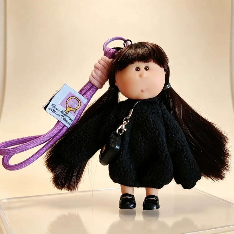 Potato Doll Keychain Pendant, Explosive Curly Hair Dress‑up Vinyl Figure, Cute Bag Hanging Ornament for Backpack Handbag