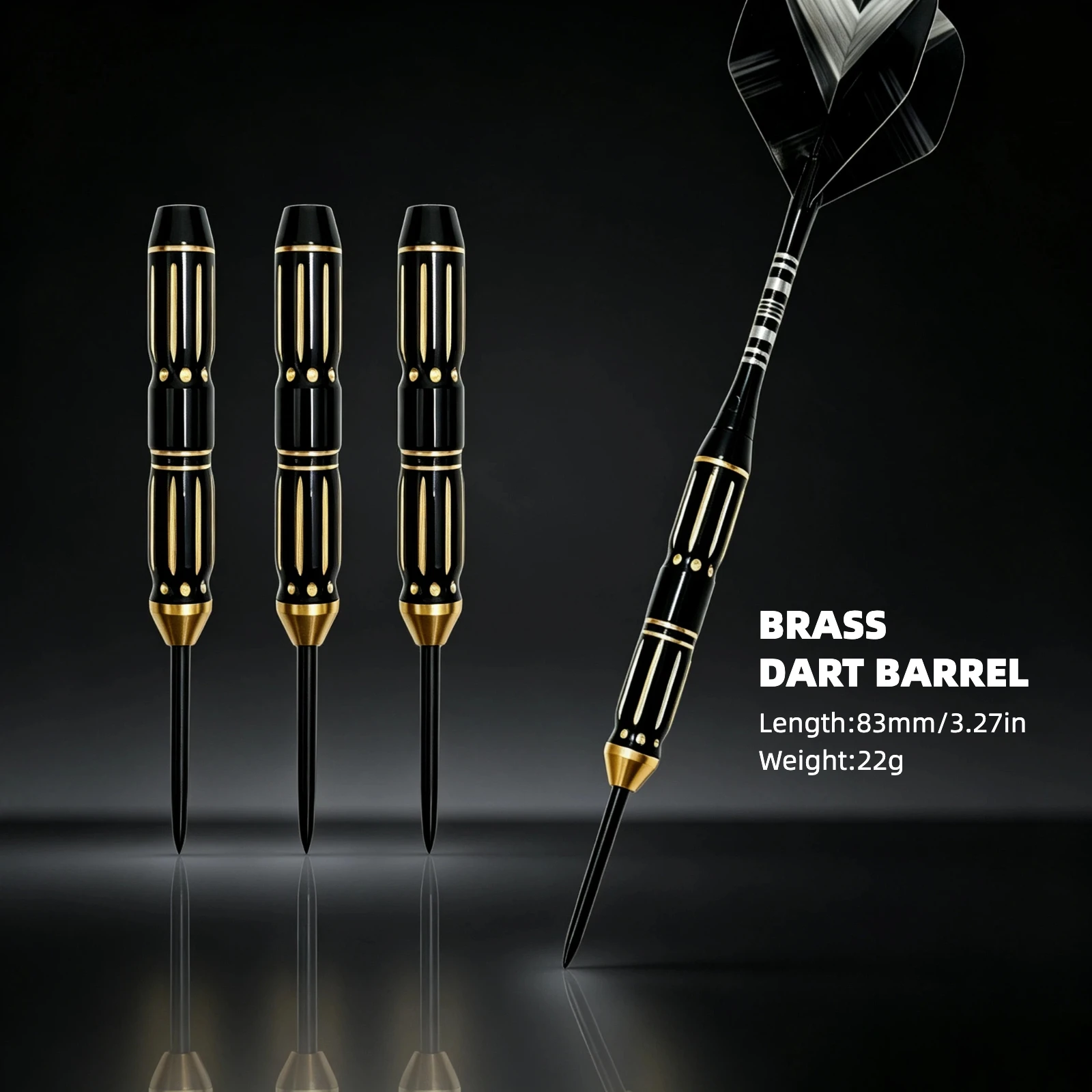 22g Copper Professional Hard Dart Barrel, Black Gold Retro Texture, Professional Competition Metal Dart Barrel Accessories.