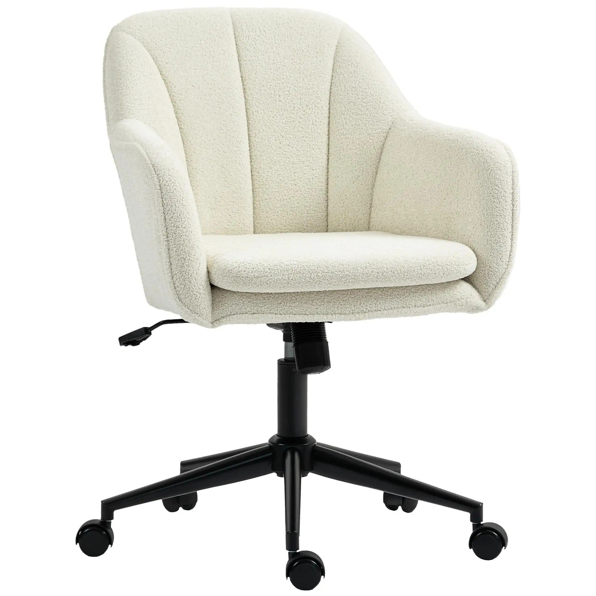 Chaise de bureau ergonomique aspect flanelle neige, hauteur réglable 360° °   Fonction rotative 120 kg beige
