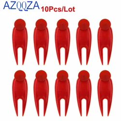 10Pcs/Lot Plastic Golf Divot Tool Non-Slip Golf Repair Tool Golf Accessories, Red