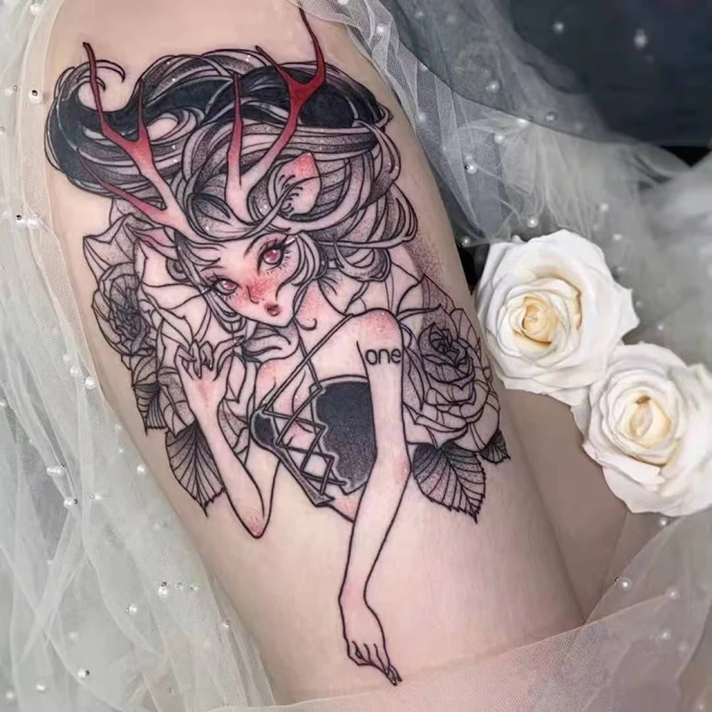 Wasserdichte temporäre Tattoo-Aufkleber für Körper kunst Hände Arm Gesicht Bein Frauen Kinder niedlichen Anime gefälschte Tattoo-Aufkleber Blumen zubehör