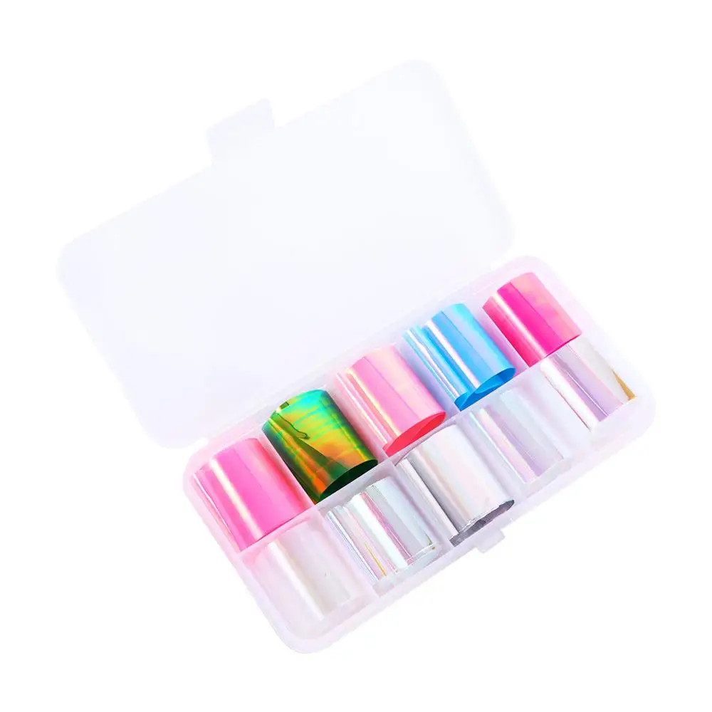 Glitter Decal Nail Stickers Transfer Paper Nails Art Decoration Laser Cellophane Aurora Broken Glass Foils Nail Foil Film