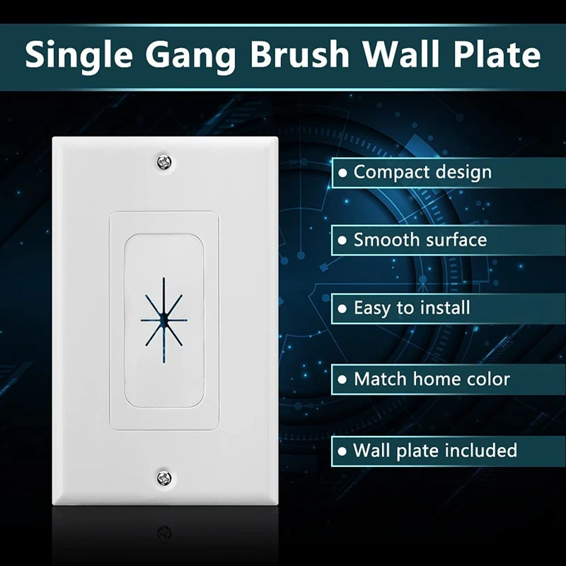 2 Pack Rubber Wall Grommet Insert With Decorator Wall Plate & Mounting Bracket,Pass Through Plate For Low-Voltage Cables