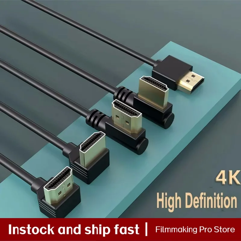 Canfon HD Cable High Speed HDMI 4K Video Cable 2.0 - 18Gbps 4K 90 Degree Angle Bend@60Hz UHD Compatible with TV/PC/Game Console