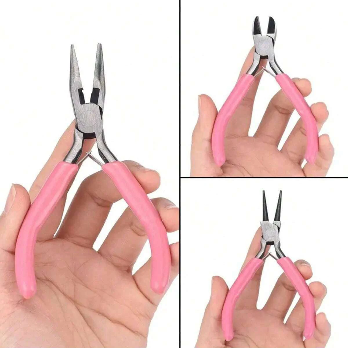 3pcs/1pcs Iron Pink Jewelry Pliers Tool Kit Includes Needle Round Wire Cutter And Curved Nose Pliers For Jewelry Making