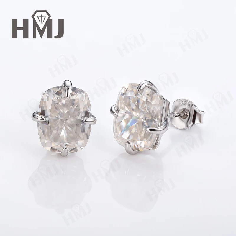 

Серьги-гвоздики с муассанитом 8x10 мм, 4CTx2, серебро 925 пробы, ювелирные изделия с измельченным льдом для женщин, повседневная одежда, 2025 популярный стиль, блеск