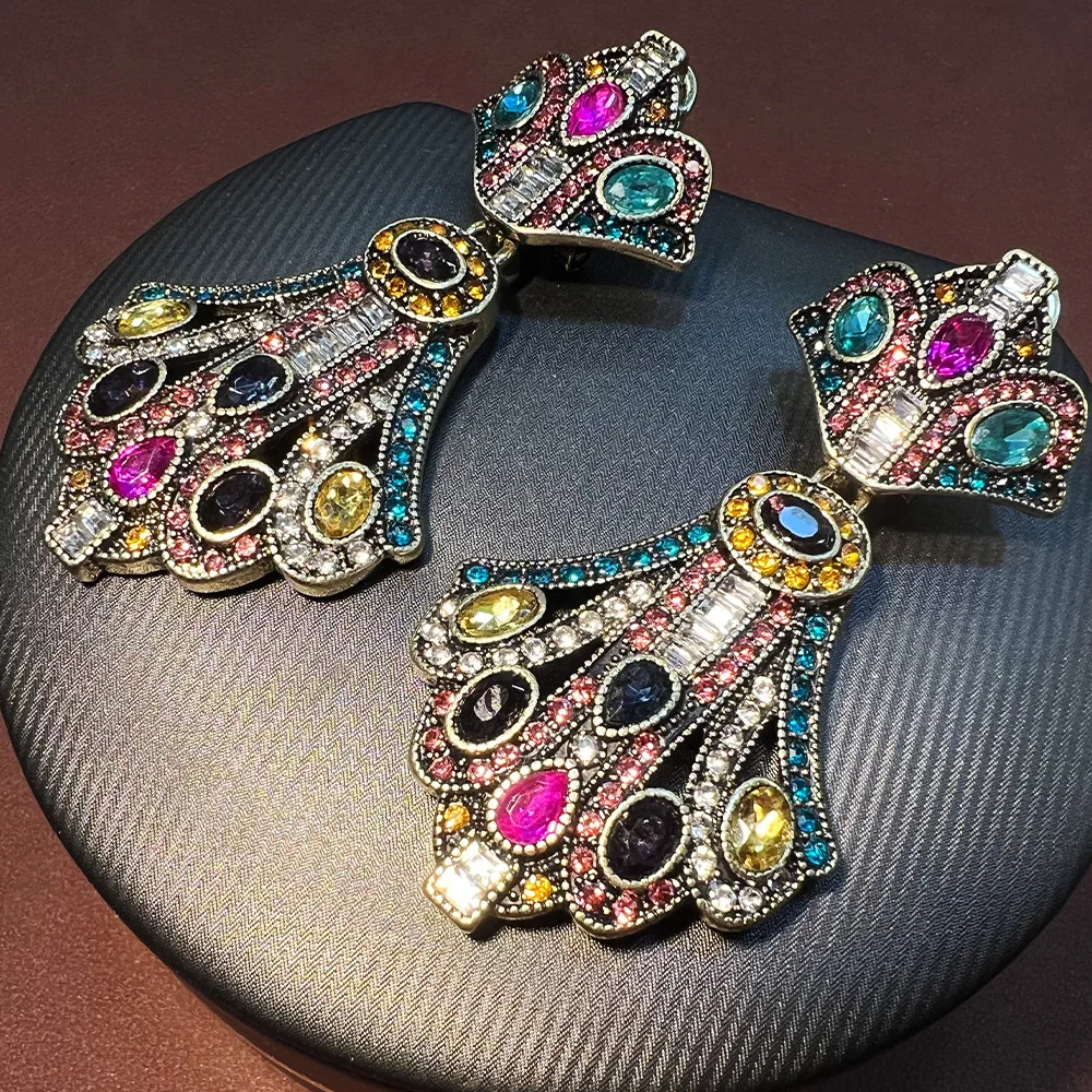 Western antiques retro vintage heavy industry old, court style European and American exaggerated S925 high-end earrings wholesal