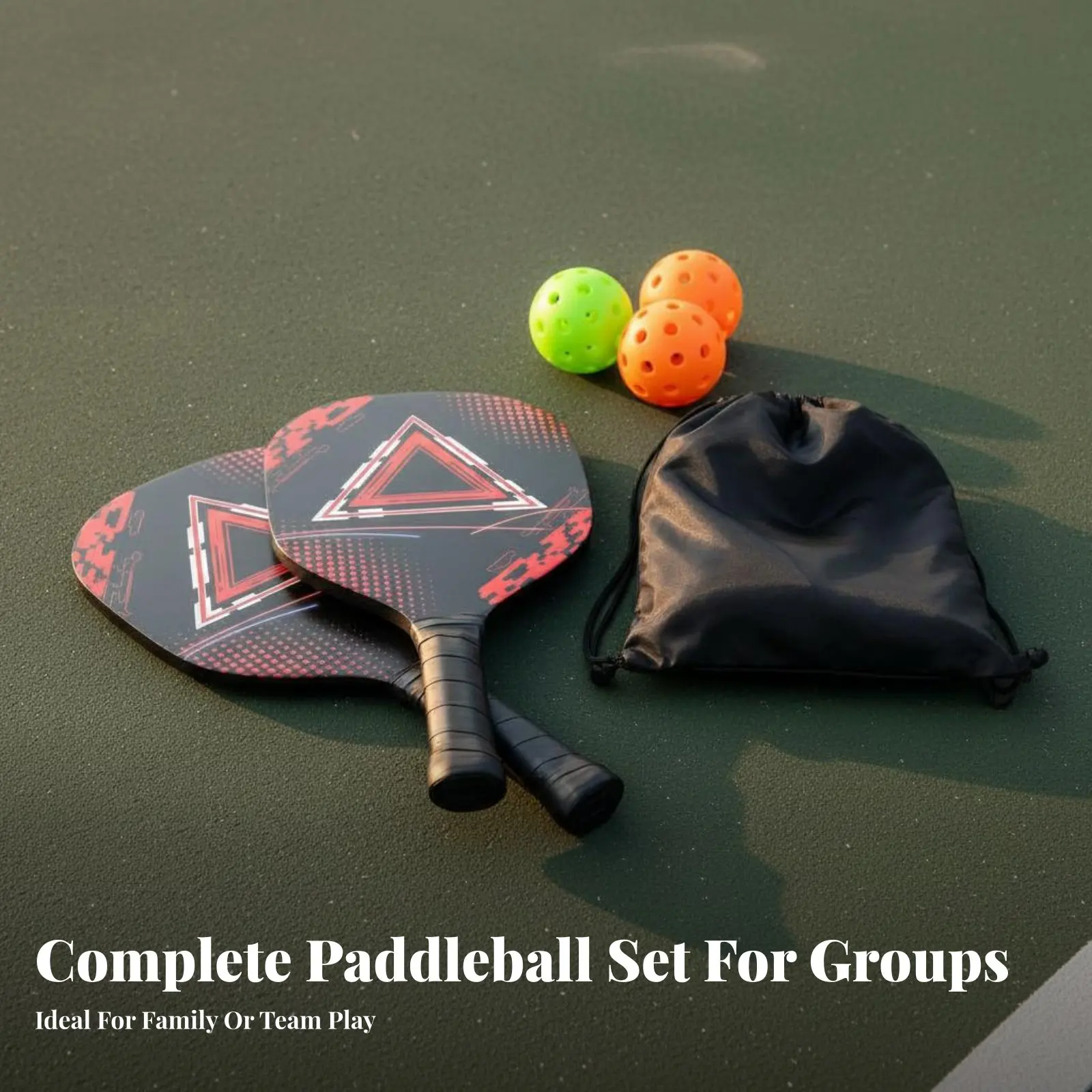 

Набор деревянных ракеток для пиклбола с широким ободом, в комплекте с мячами, спортивное оборудование, с амортизирующей рукояткой