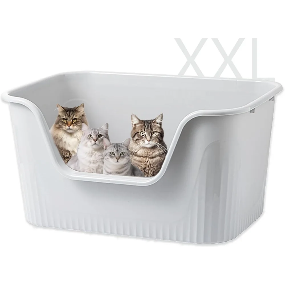صندوق نفايات القطط كبير جدًا مقاس 31 بوصة × 21 بوصة × 16 بوصة، صندوق نفايات جامبو للقطط الكبيرة أو القطط المتعددة #2