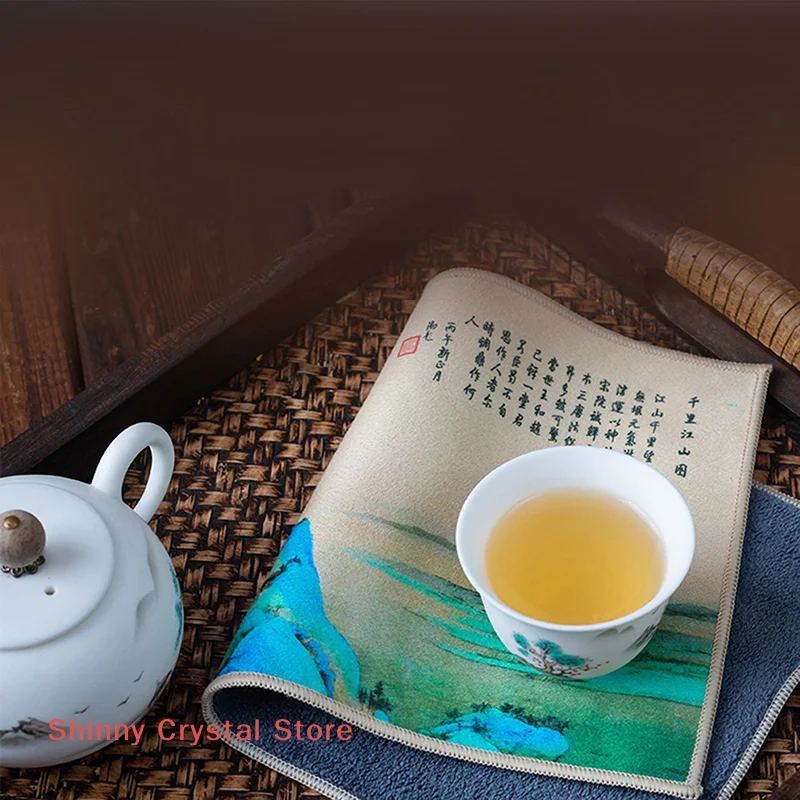 جديد 30*18 سنتيمتر منشفة شاي الراقية مع النمط الرجعية واللوحة الملونة ، قماش خاص لشرب الشاي ، طقم شاي ممتاز