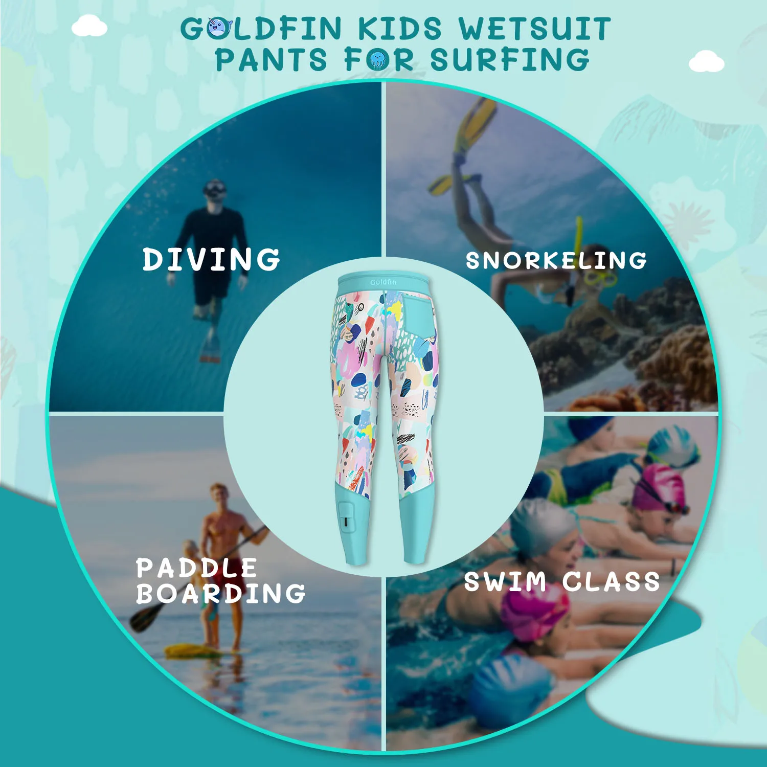 Kids Boys Girls Wetsuit Pants 2MM Neoprene Swimsuit Wet Suits Long Leggings for Water Sports Surfing Snorkeling Kayaking Diving