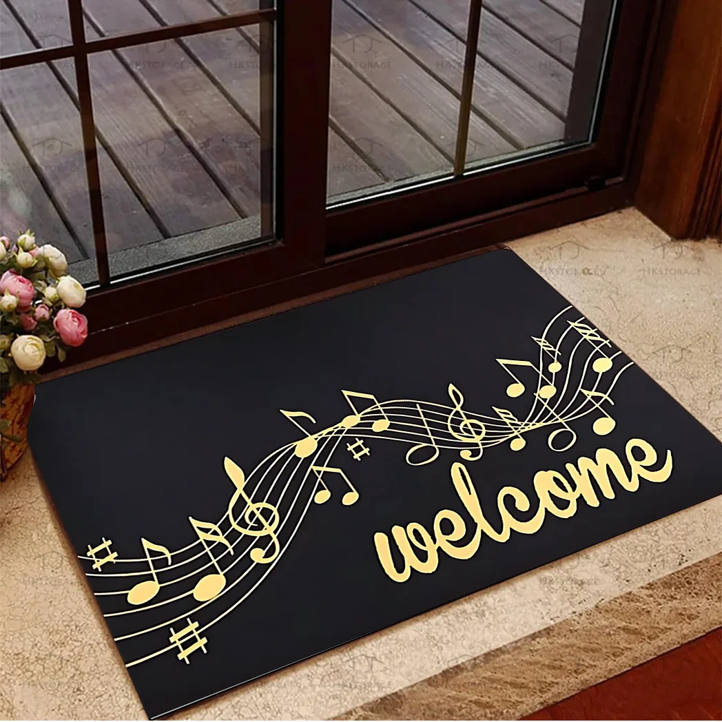 Treble Clef Area Rug Artistic Music Note Floor Mat Soft Absorbent Non-slip Doormat for Entryway Porch Bathroom Decoration