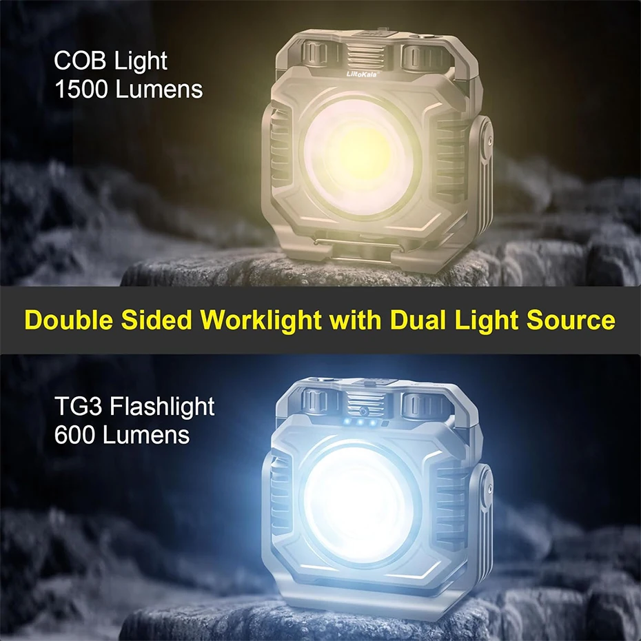 LiitoKala LF-786 Work lights+26650 5000mAh Battery COB 1500ML TG3 600ML Type-C charger USB output