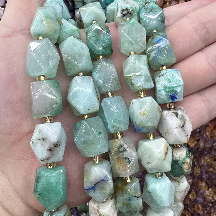 Natural Phoenix Lapis Lazuli Conformal Section Lrregular Faceted Loose For Jewelry Making DIY Necklace Bracelet 15'' 10-15mm