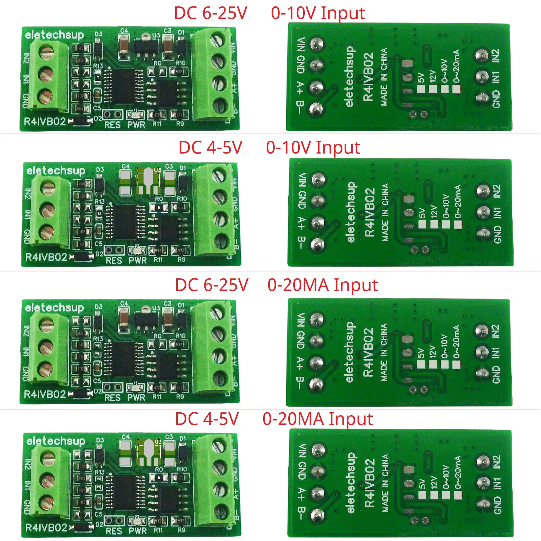 2CH Highly Integrated (12Bit ADC/Operational Amplifier/Voltage Reference) 4-20MA 0-5V 10V RS485 Modbus Collector Module