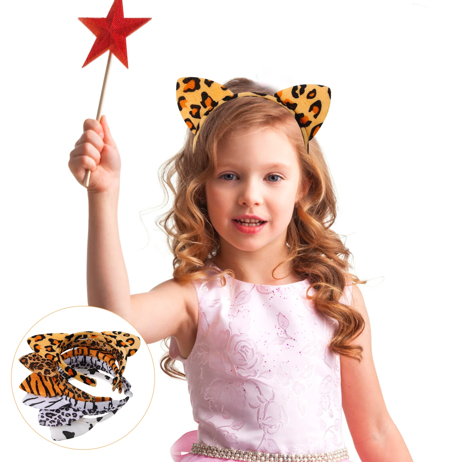 6 Pcs Tiger Ears Costume Adult Toddler Headband Hair Accessory for Party Tail The Animal