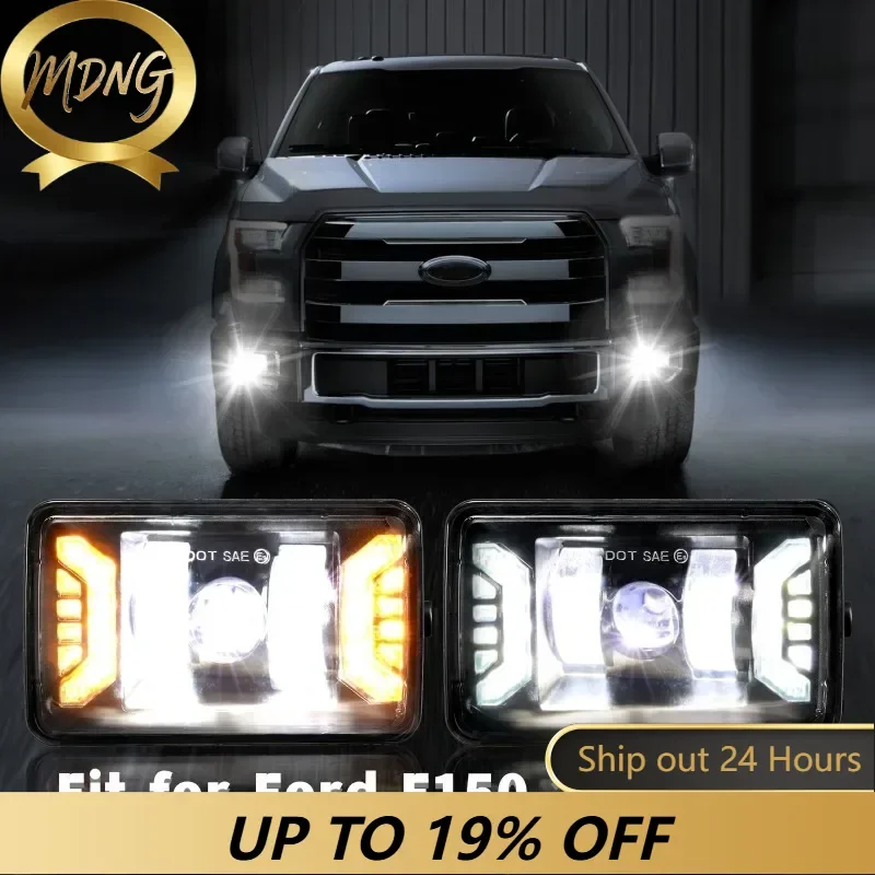 2pcs Car LED Fog Lights With DRL+Turn Light With Extension Cord for Ford F150 2015-2020
