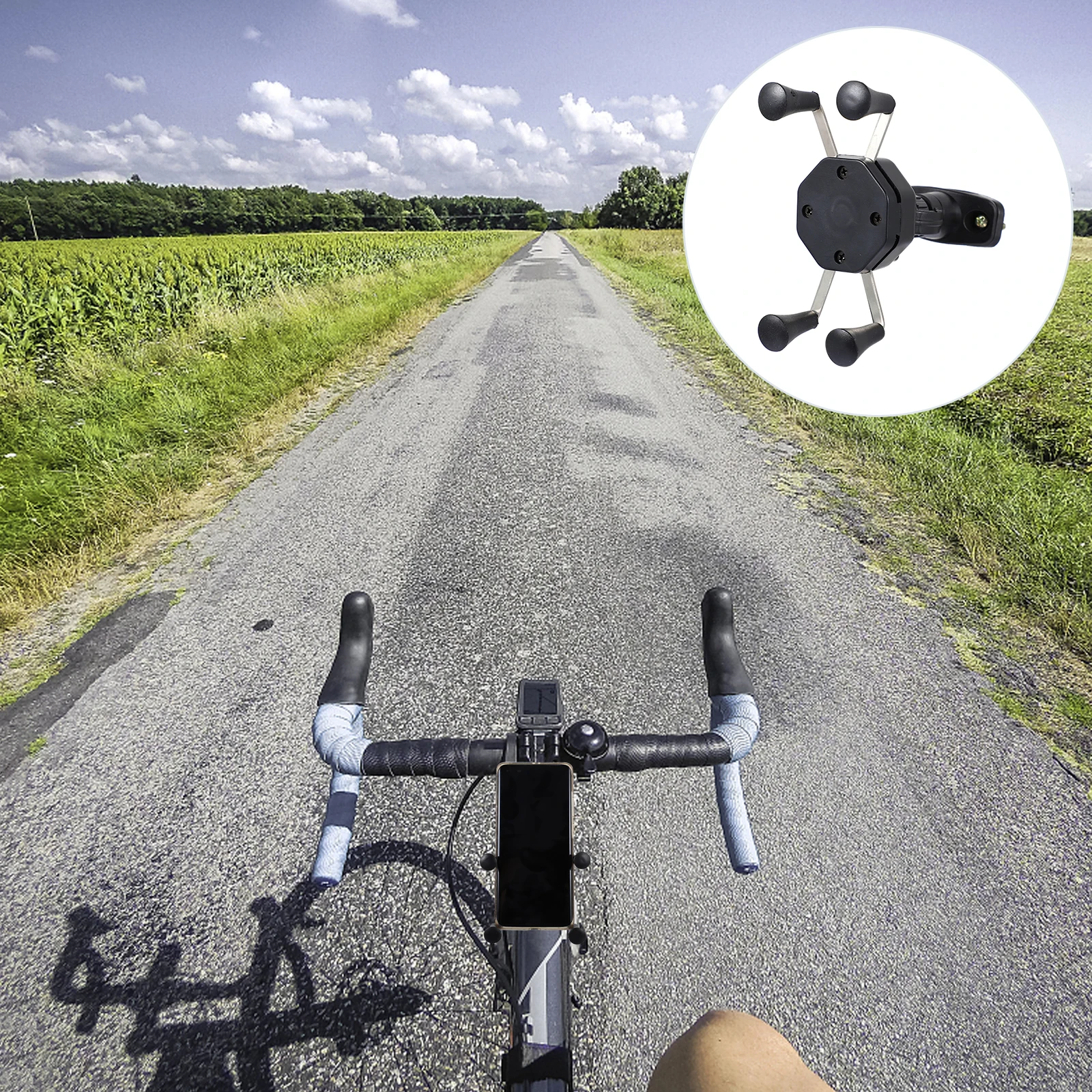 

Phone Mount Bicycle Holder Cellphone Stand Bike Handlebar Bracket for Black Stainless Steel