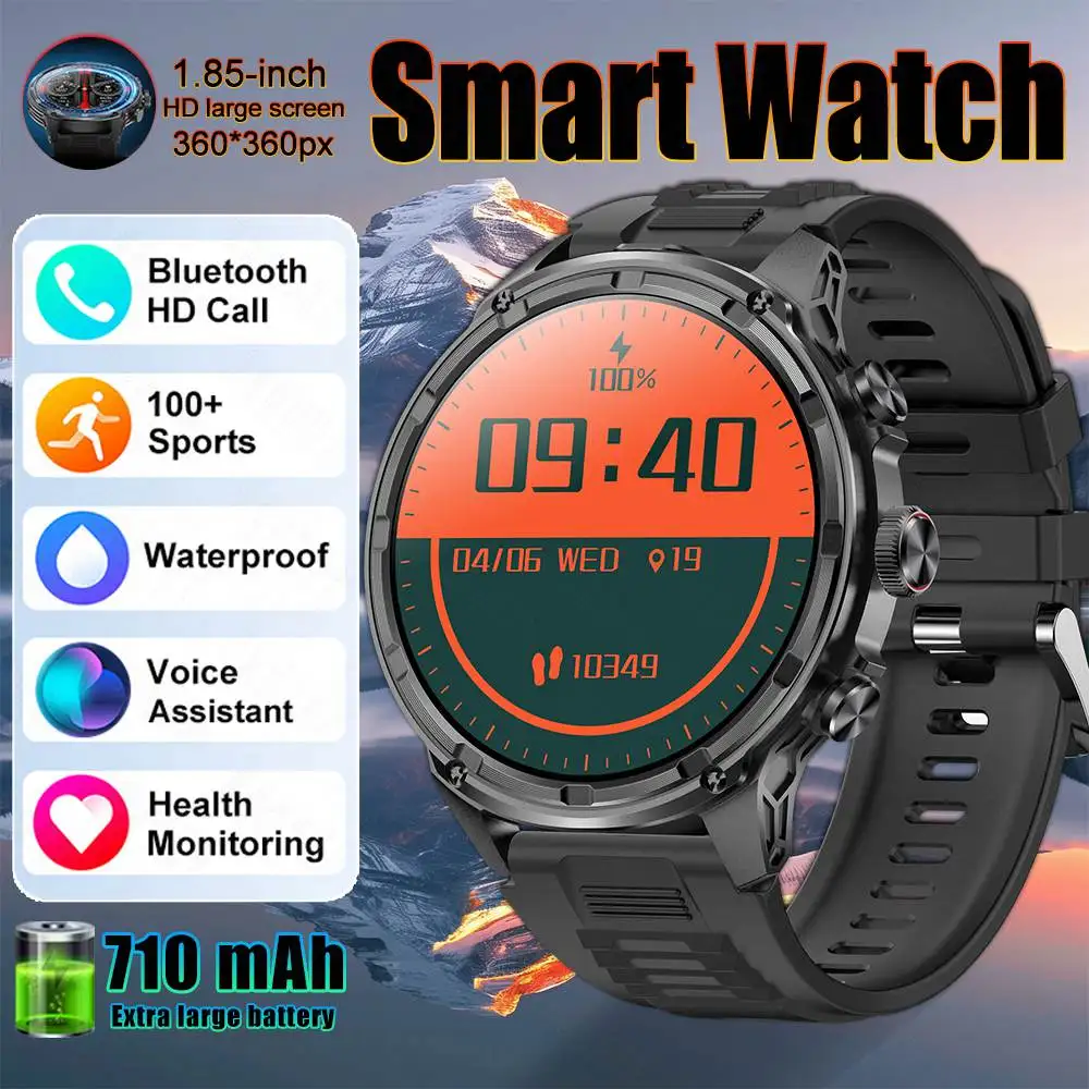 New 1.85inch Ultra HD SmartWatch GPS Track Bluetooth Call 710Mah Large Battery outdoor Sports Fitness smartwatch For Android&IOS