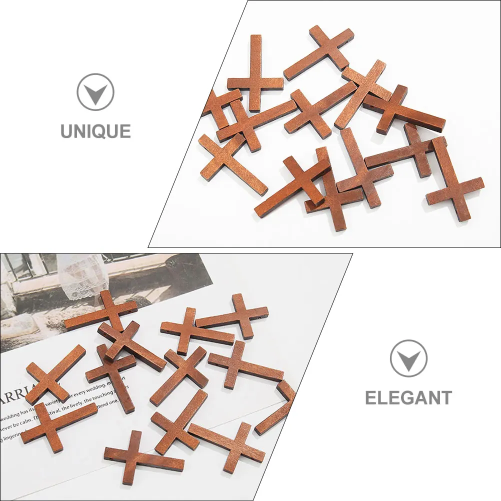 

30pcs Cross Pendant Wood Bracelet Pendants Retro Religious Decor For Diy Jewelry Craft Keychain Hanging Ornament