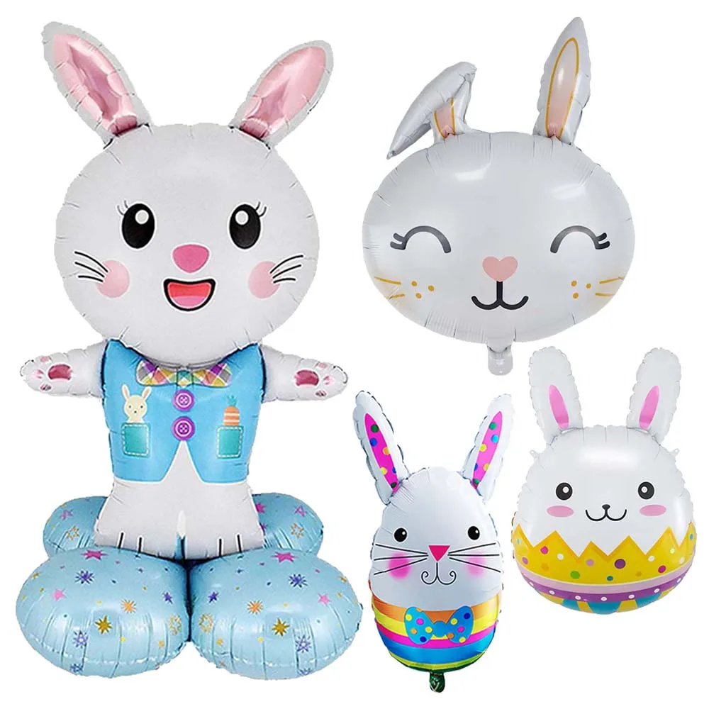 Easter Cartoon Bunny Balloons Cute Standing Rabbit Balloons Happy Easter Party Decoration Supplies Children Favor Gifts