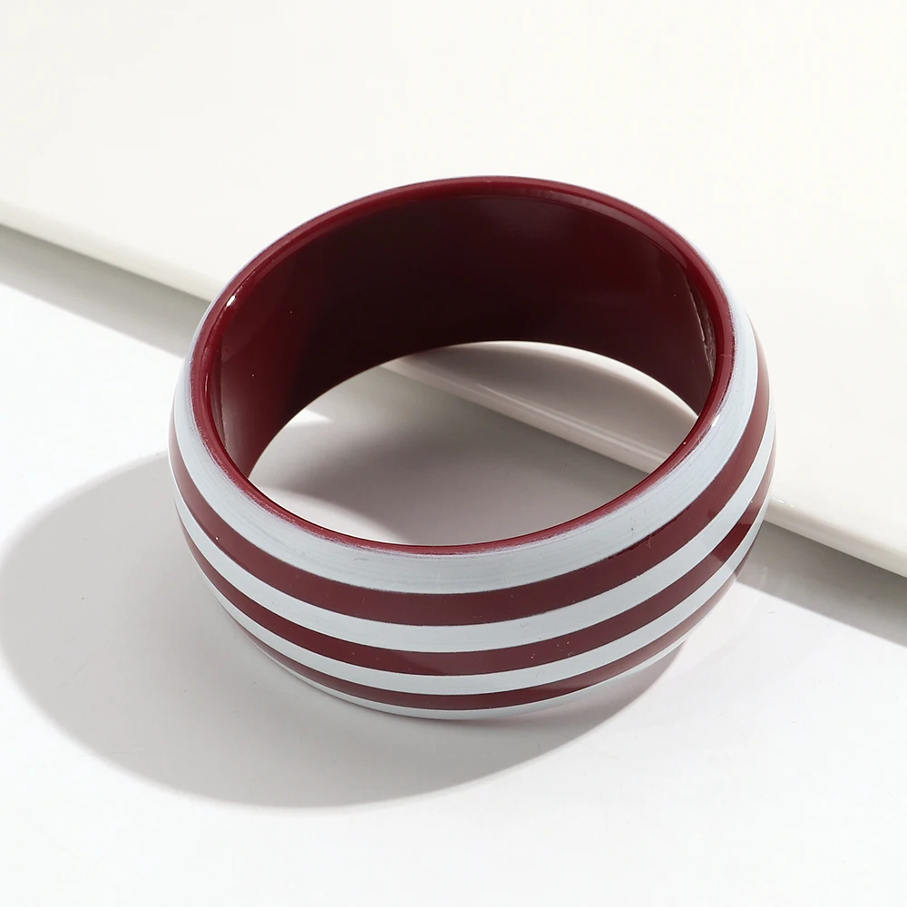 Modische Bunte Harz-Armreifen mit Breiten Streifen für Damen, Geometrische Stapelbare Massive Armreifen, Party-Schmuck Geschenke – Detail 8