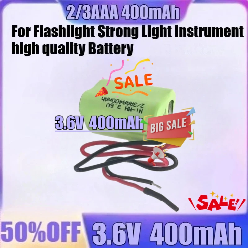

3.6V 400mAh For Flashlight Strong Light Instrument High Quality Battery New Ni-MH 2/3AAA 400mAh 3.6V Rechargeable Battery