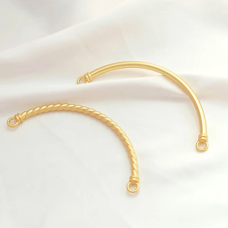 2 Pieces  Double Ring Link Rod of Dumb Gold Plain Threaded Elbow  Diy Made Jewelry Discovery Bracelet Accessories Materials