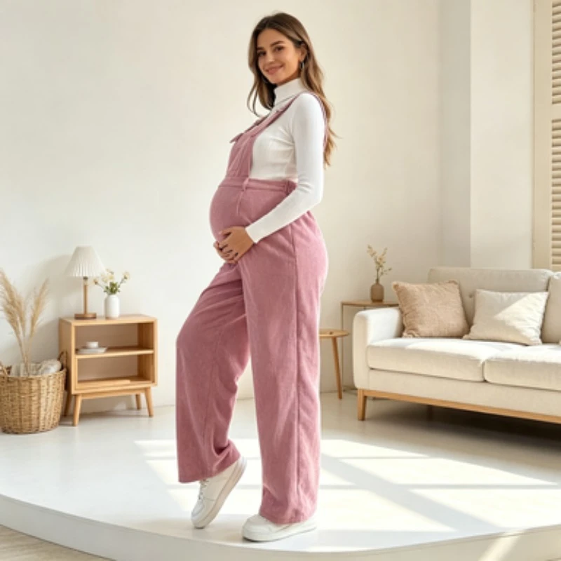 autumn-winter-loose-corduroy-maternity-overalls-elastic-adjustable-waist-fashion-pregnant-women-daily-pants