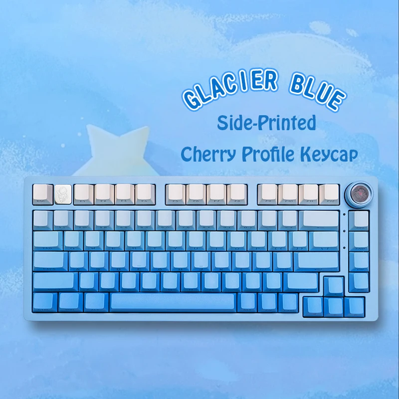 

PBT Doubleshot Keycaps Cherry Profile 135 Keys Gradient Blue Side Print Shine Through Keycaps for Gateron MX Switches Keyboards