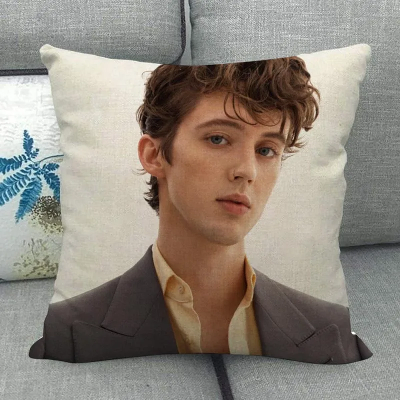 Custom Troye Sivan Pillowcase Wedding Decorative Cotton Linen Pillow Case For Home Pillow Cover 45X45(One Sides)