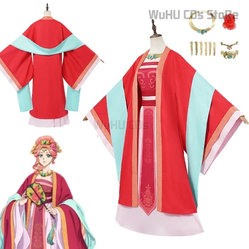 

Gyokuyou Cosplay Costume Anime The Apothecary Diaries Earrings Red Dress Women Girl Roleplay Outfit Necklace Full Set Costume