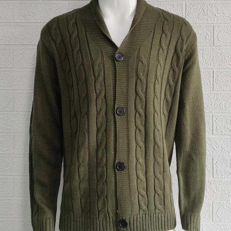 

Knitted cardigan men's single-breasted loose models coarse needle sweater men's spring and fall outer wear