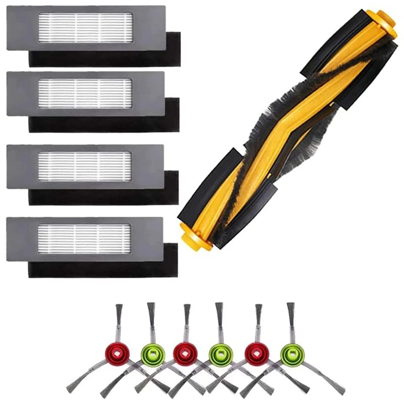 AT17 Zubehör für Ecovacs Deebot N8 T8 1 Hauptbürste 4 Filter 6 Seitenbürsten für T8 N8 Ozmo 950 920 Ersatz