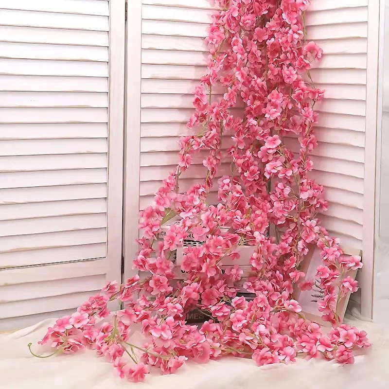 180cm Künstliche Sakura-Blumengirlande, Kirschblüten-Deko für Hochzeit, Garten, Bogen, Hintergrund, Heim und Partydekoration – Detail 20