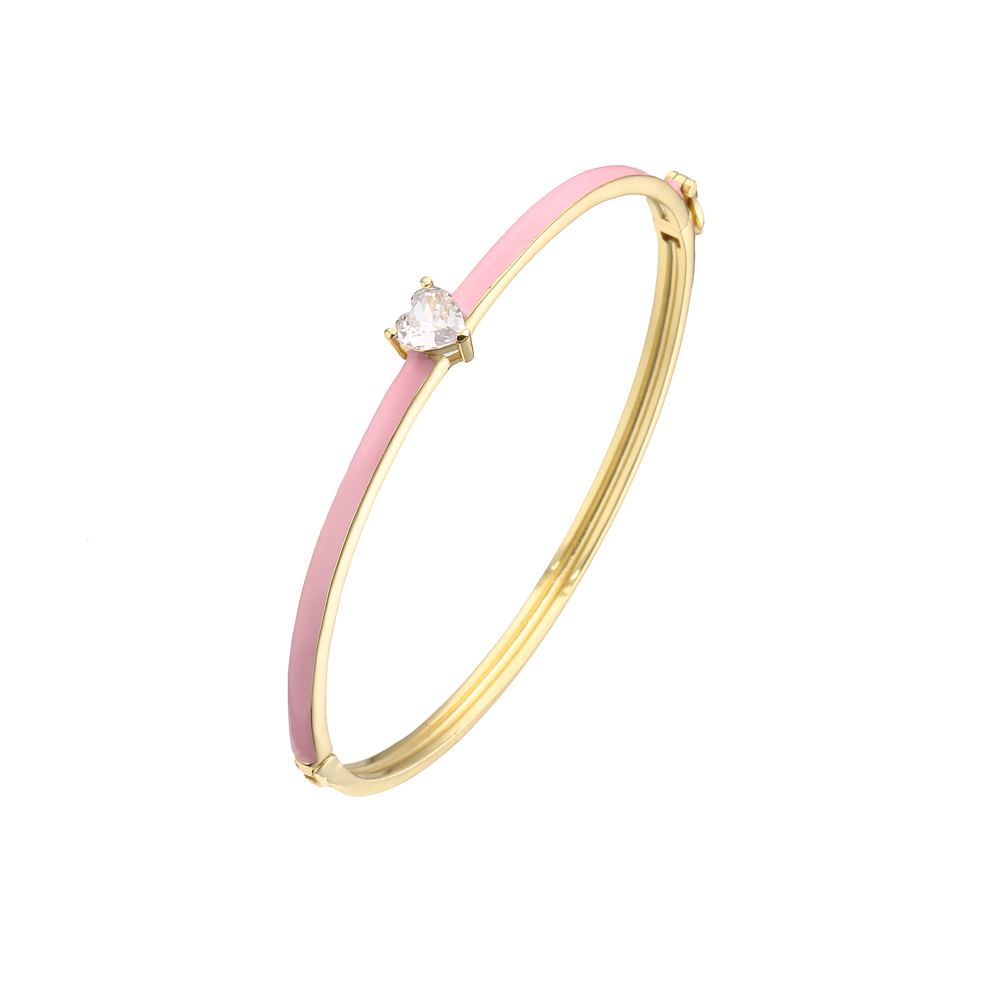 HECHENG, Love Heart Bangle Candy Bracelet for Women Rose Neon Green Enamel Bracelet, Gold Color Infinity Jewelry wholesale