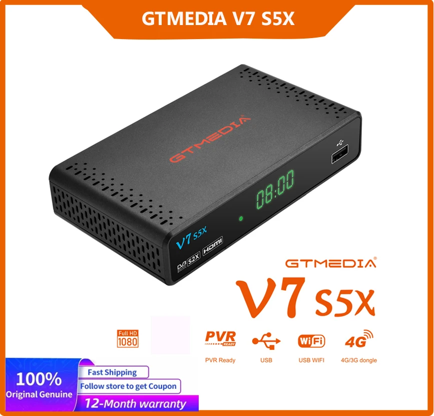 

GTMEDIA V7S5X Satellite TV Receiver DVB-S2X/S2/S Full HD 1080P H.265 Set-top Box USB Wifi Digital Receiver PK GTMEDIA V7S V7S2X