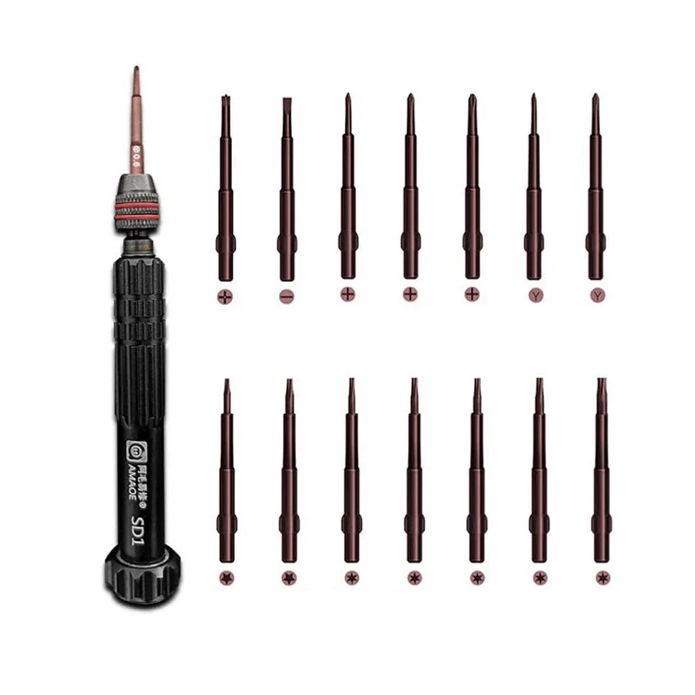 

Amaoe SD1 Magnetic Non-Slip Screwdriver Set 1.2 1.5 Phillips 0.6-Y 0.8 1.2 5-Point T2 T3 Hex 1.5 2.0 Slotted Screwdriver Tool