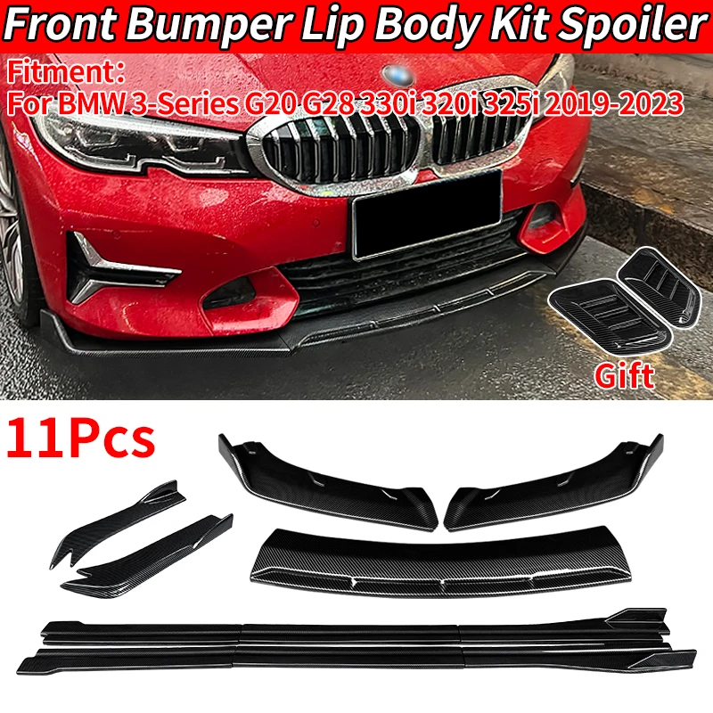 

For BMW 3-Series G20 G28 330i 320i 325i 2019-2023 Car Front Bumper Splitters Lip Body Kit Spoiler Side Skirts Rear Wrap Angle