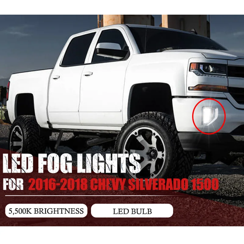 2Pac/Pair High Quality LED Fog Lights Day Running Light Fit For Chevy Silverado 1500 2016-2018 Front Bumper Driving Fog Lamp Kit